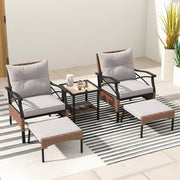 5 Piece Rattan Patio Furniture Set w/ Cushions & Table Outdoor Garden Seating