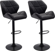 Velvet Black Bar Stools Set of 2 – Adjustable Swivel Kitchen Chairs