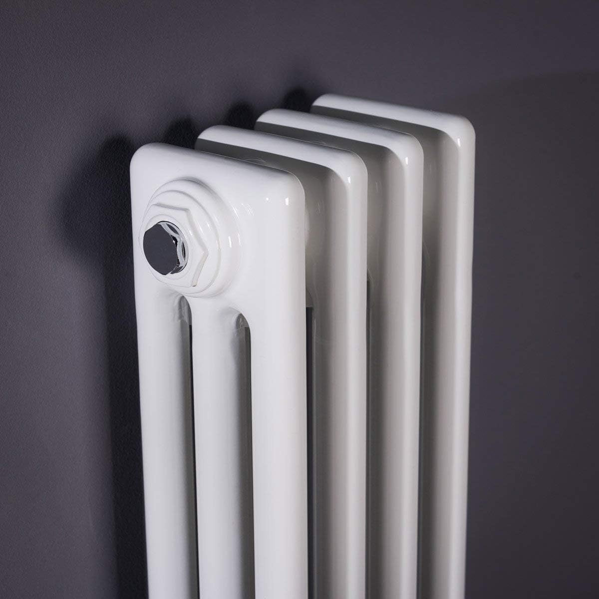 White Triple Column Vertical Radiator 1500x200mm Bathroom Wall Mounted