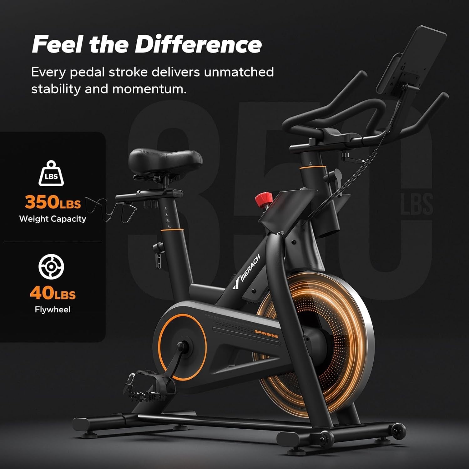 Magnetic Indoor Spin Bike w/ 40lb Flywheel, APP Sync, Silent Drive 350lb Cap