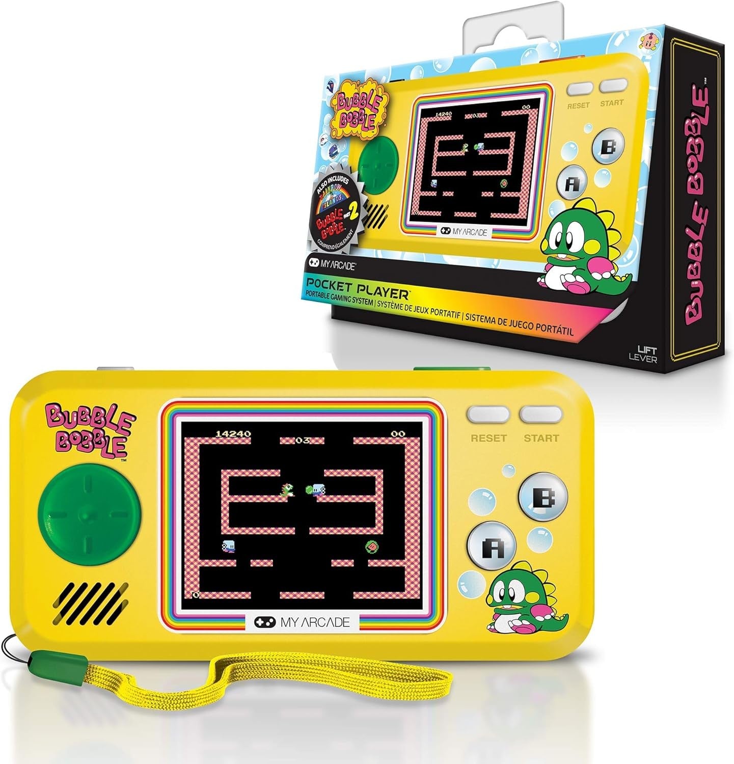 Mini Retro Bubble Arcade Game Console Handheld Yellow