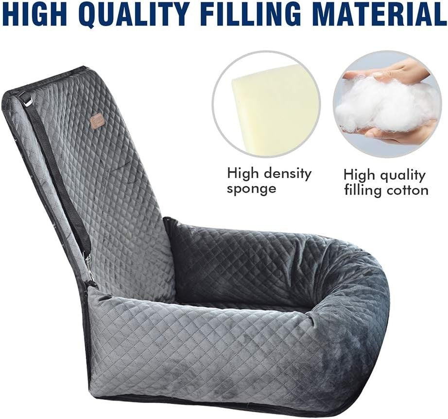 Dog Car Booster Seat Travel Bed Washable Pet Safety Carrier 35lb Grey