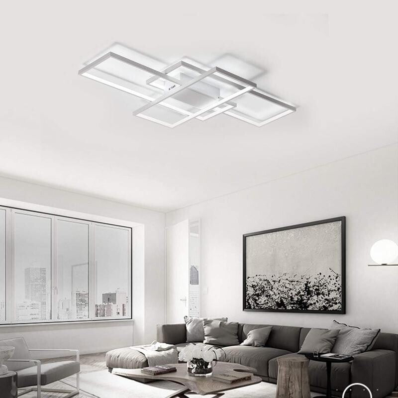 Modern LED Ceiling Light 3 Square 75W Cool White Flush Mount Fixture White