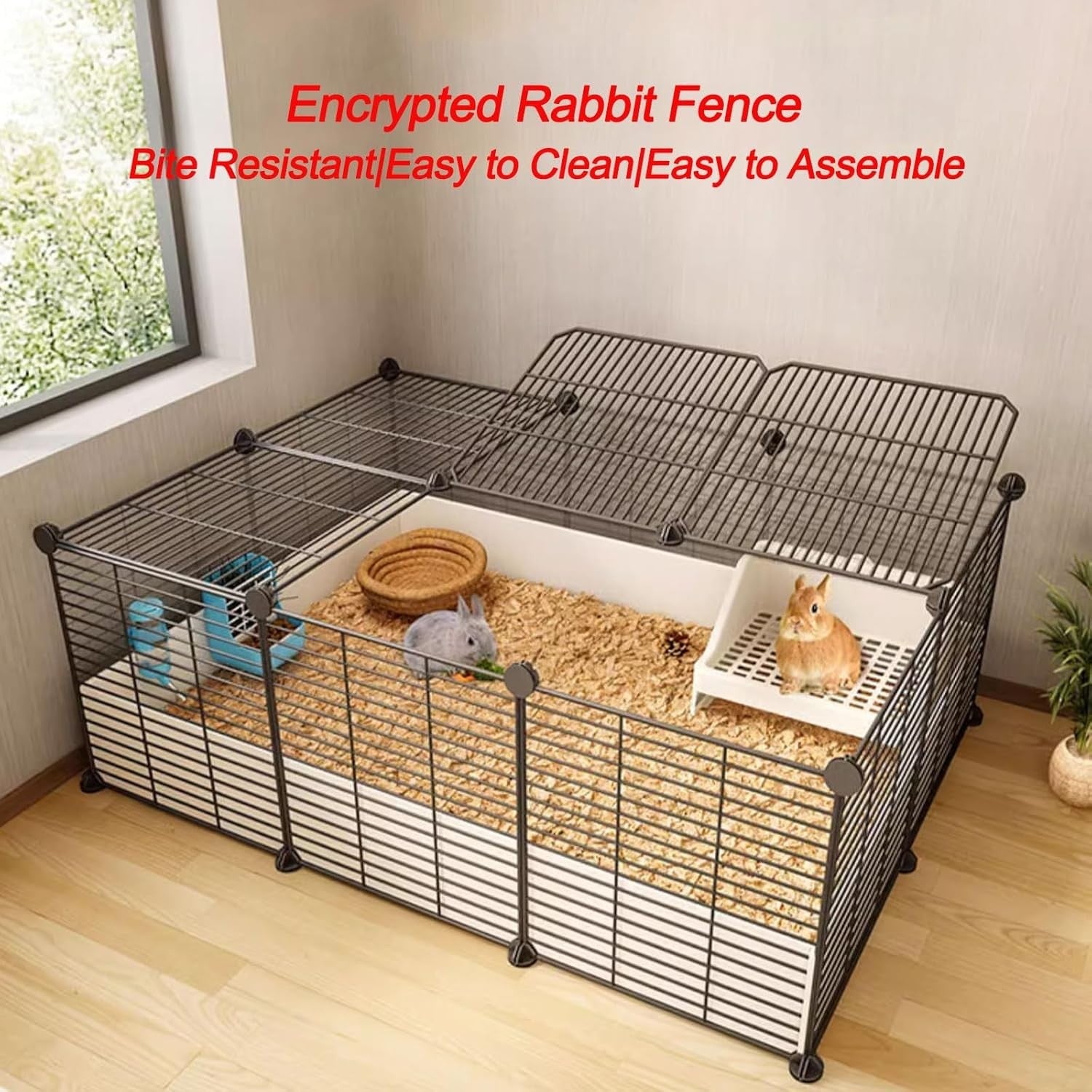 Indoor Rabbit Hutch Metal Wire Cage Secure Small Animal Enclosure Large