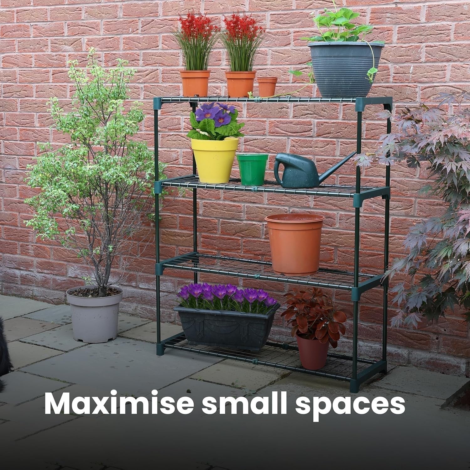 4 Tier Metal Plant Stand Indoor Outdoor Greenhouse Shelf 90x107x30cm