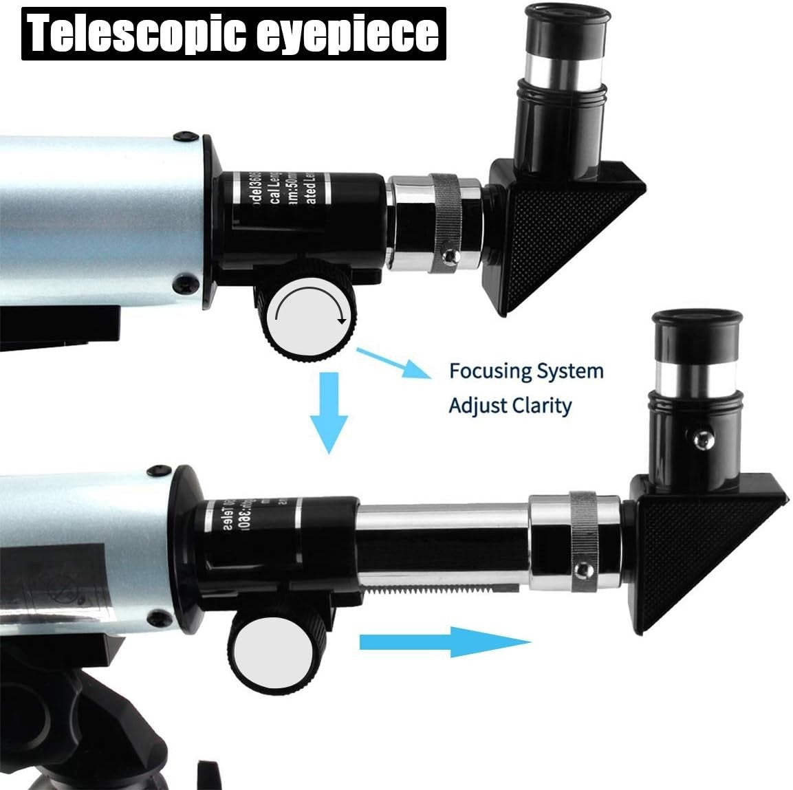 Kids 90X Telescope with Tripod 2 Eyepieces 1.5X Barlow Lens