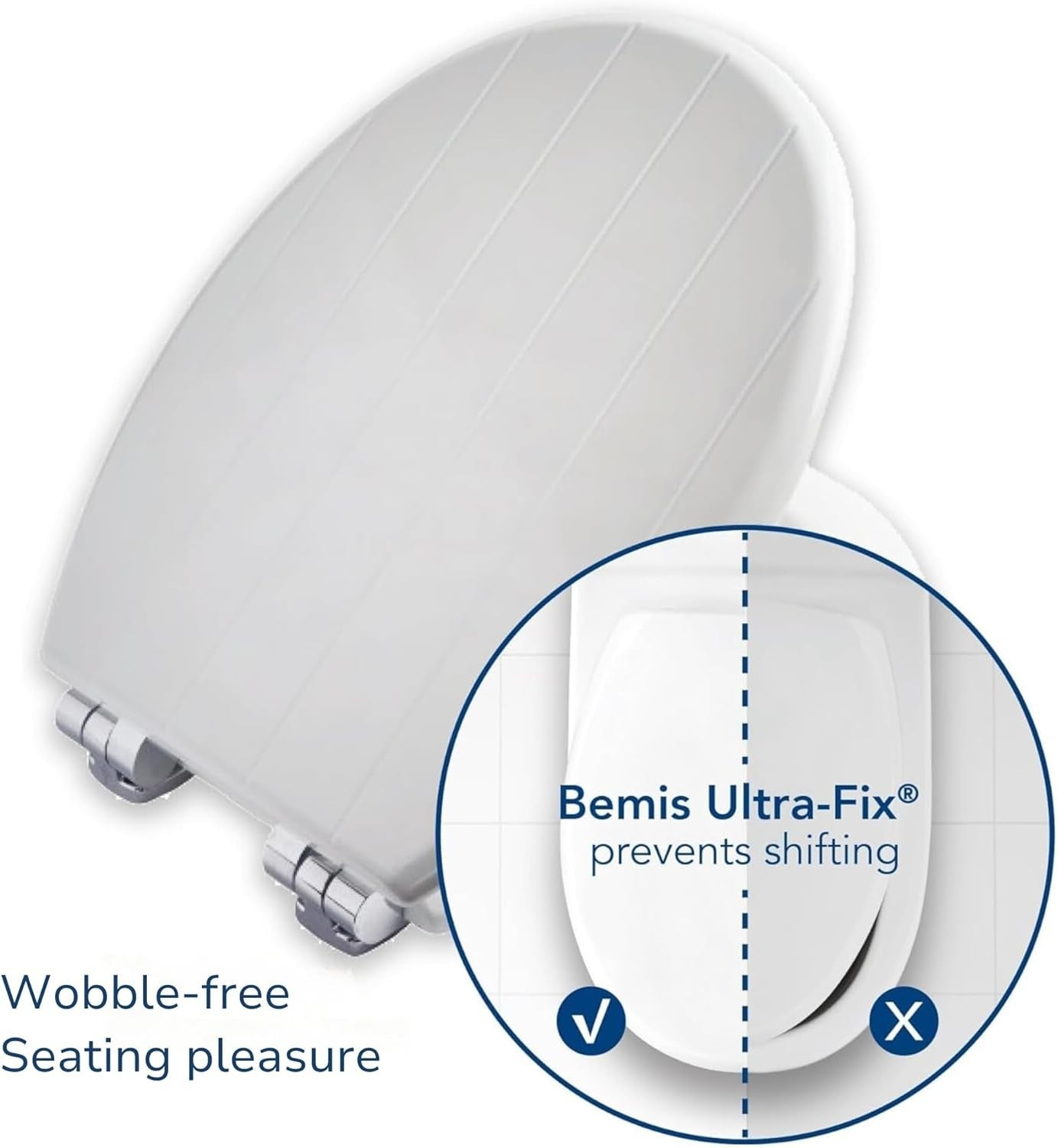 Cottage Ultra-Fix White Wooden Toilet Seat Soft Close Chrome Hinges
