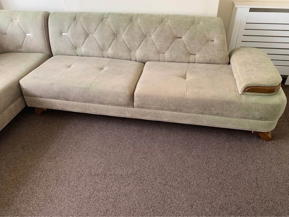 Beige L-Shape Fabric Corner Sofa (PTP)