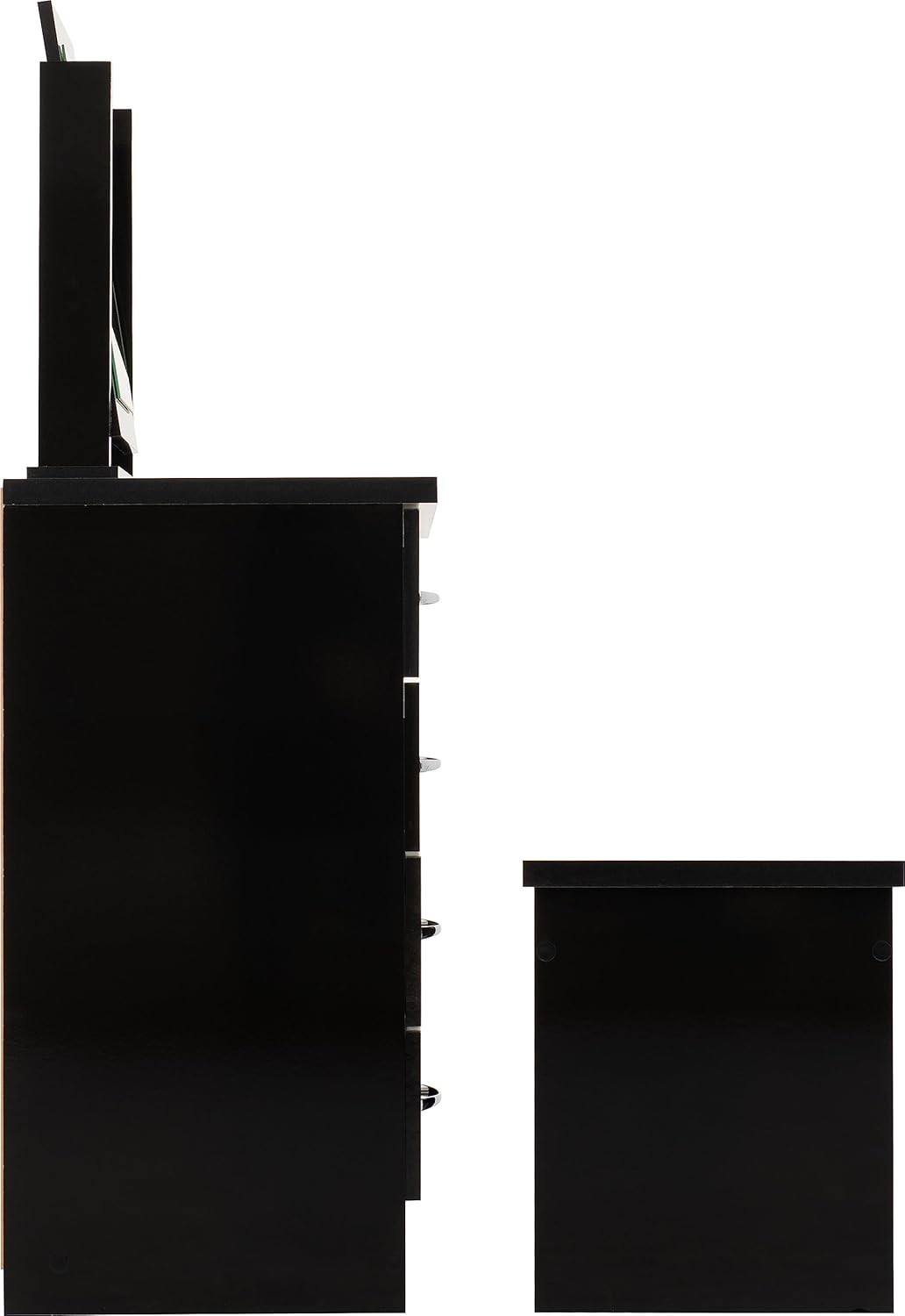 Modern Dressing Table Set Black Gloss 4 Drawers Stool Mirror Vanity Desk