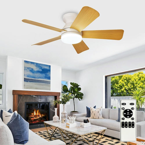 35-Inch Ceiling Fan with Light 5 Blades 6 Speeds Remote Timer