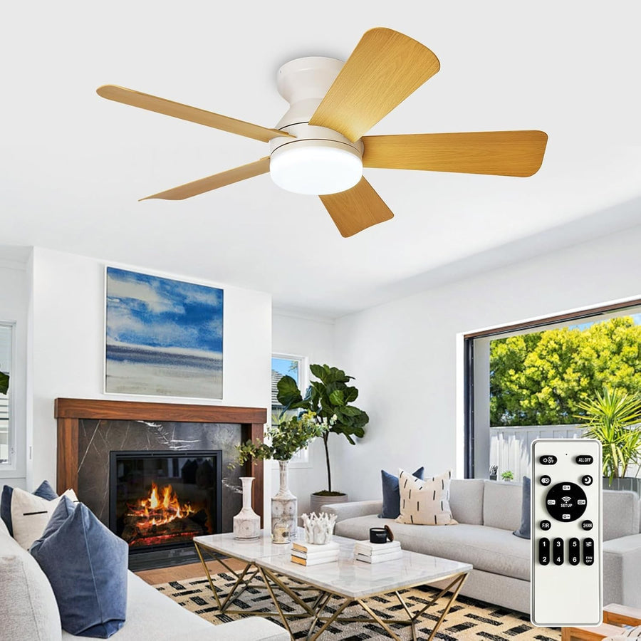 35-Inch Ceiling Fan with Light 5 Blades 6 Speeds Remote Timer