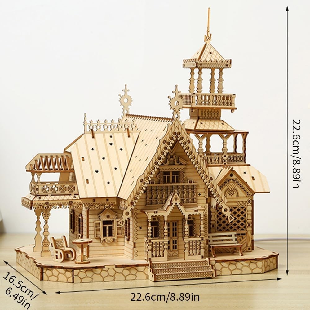 3D Wooden Castle Puzzle Model – DIY Craft Kit for Adults & Kids
