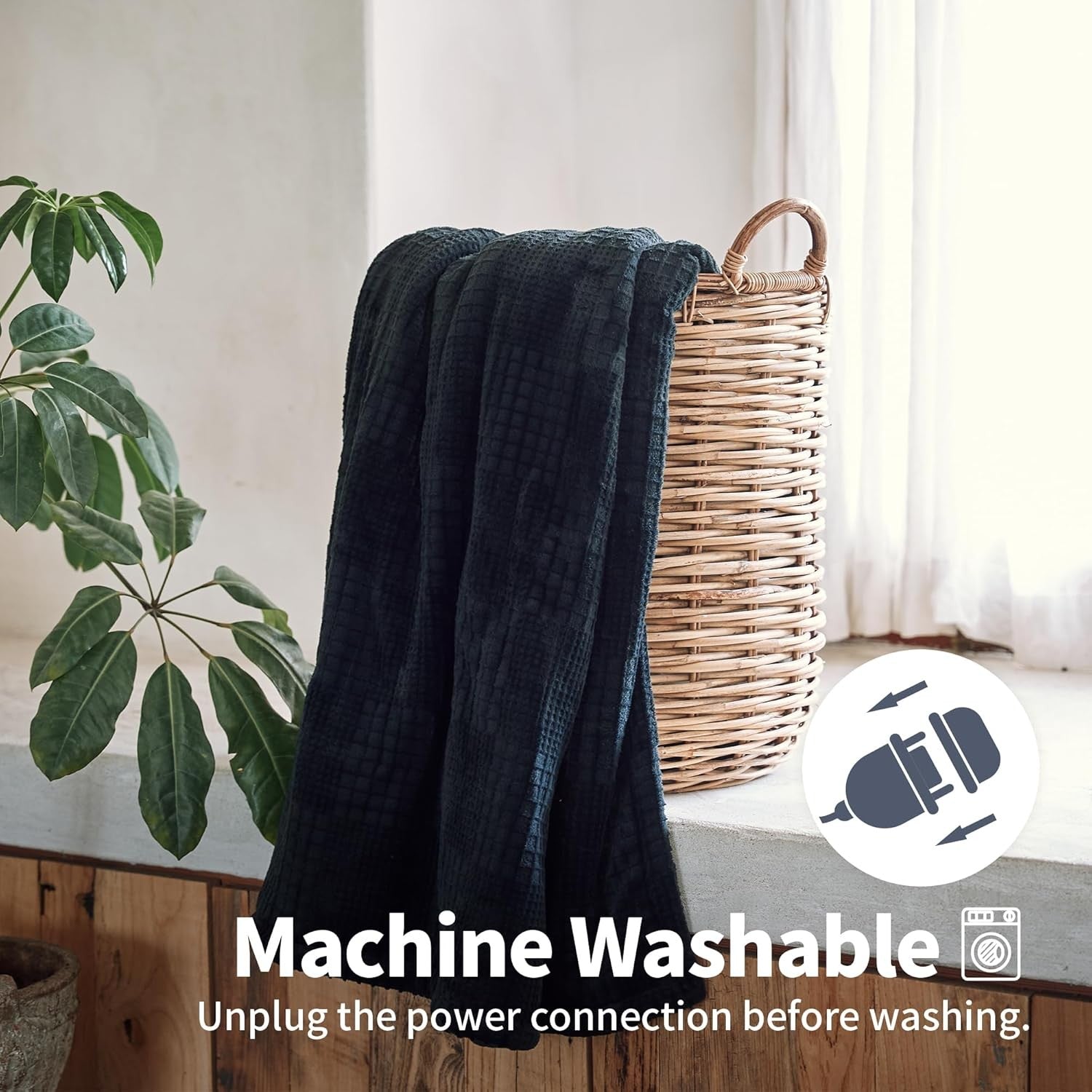 Electric Throw Blanket 130x180cm 9 Heat Timer Auto Off Washable