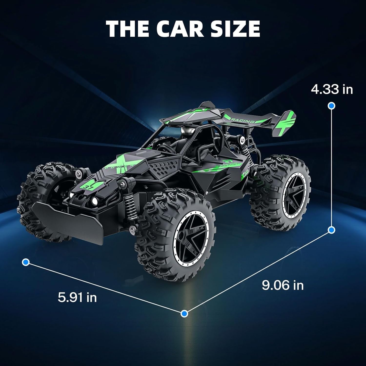 1:18 20KM/H RC Monster Truck Off Road Car w/ Lights 40Min Kids Remote Toy