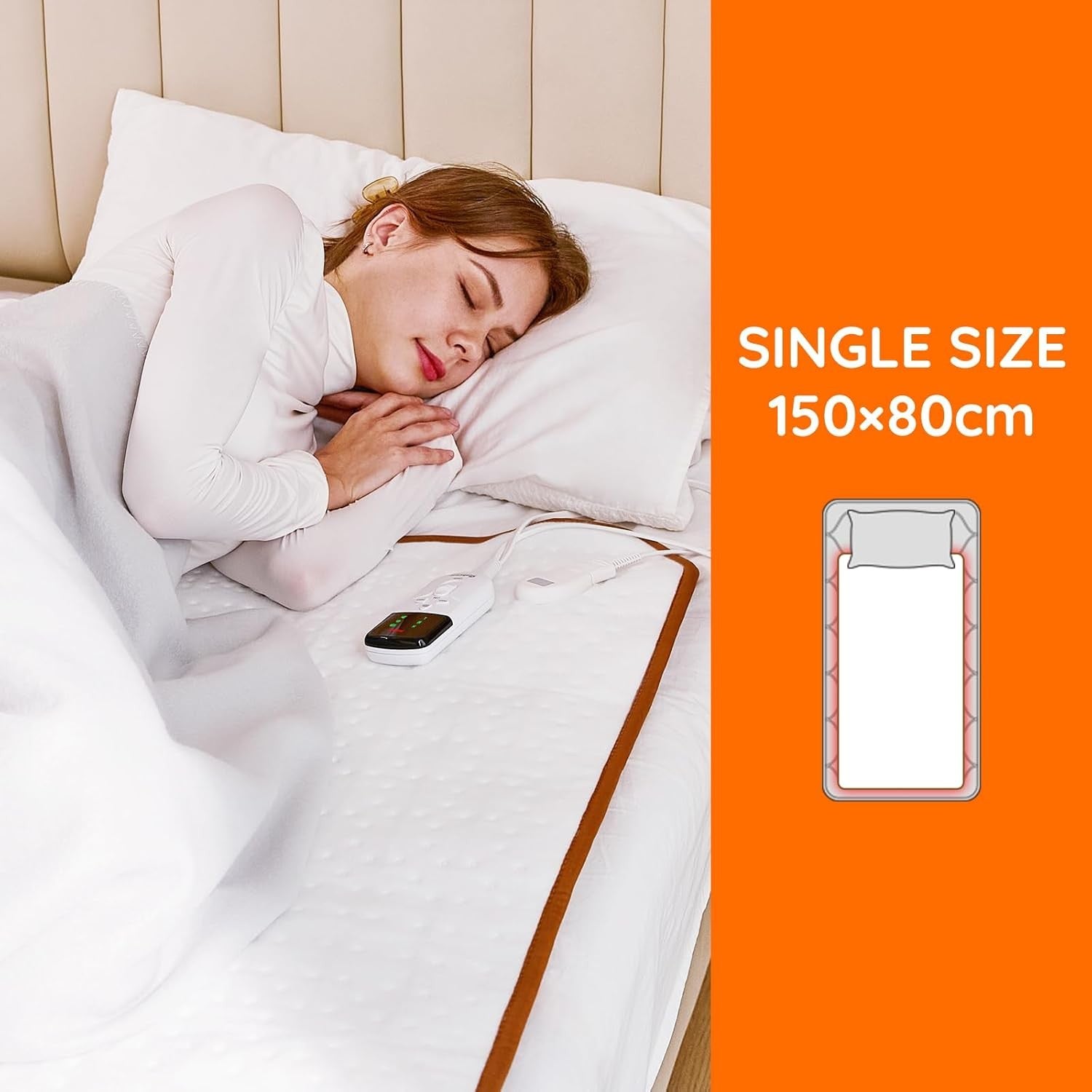 Single Electric Underblanket Fast Heat 12hr Timer Washable Mattress Warmer