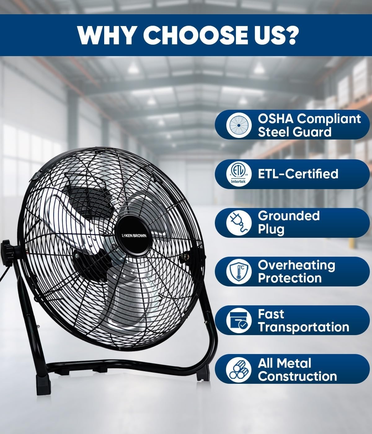 Black 6-Inch USB Desk Fan – 3-Speed Quiet Metal Cooling Fan for Office & Home