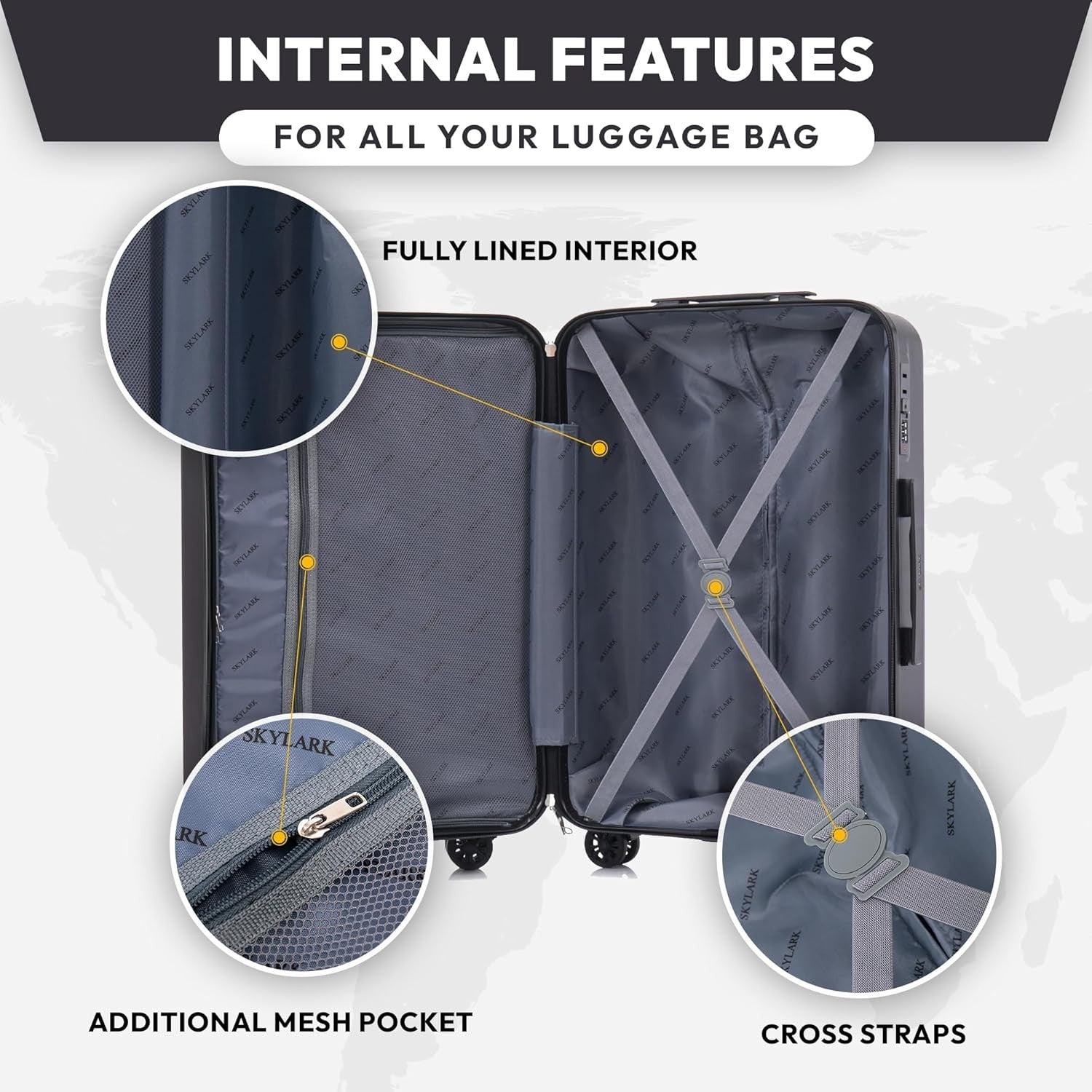 Lightweight Medium Check In Suitcase 24 Inch ABS Hard Shell 4 Spinner