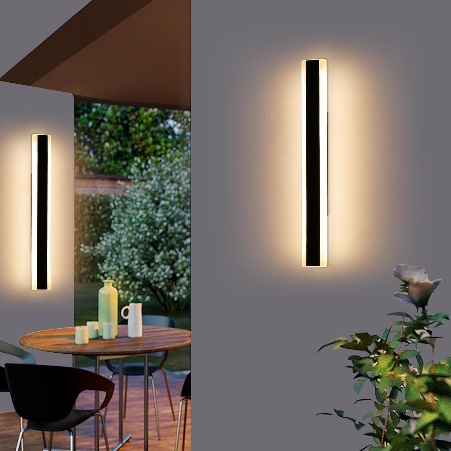 Outdoor Waterproof LED Wall Light, Modern Acrylic, Warm White, 2 Pack