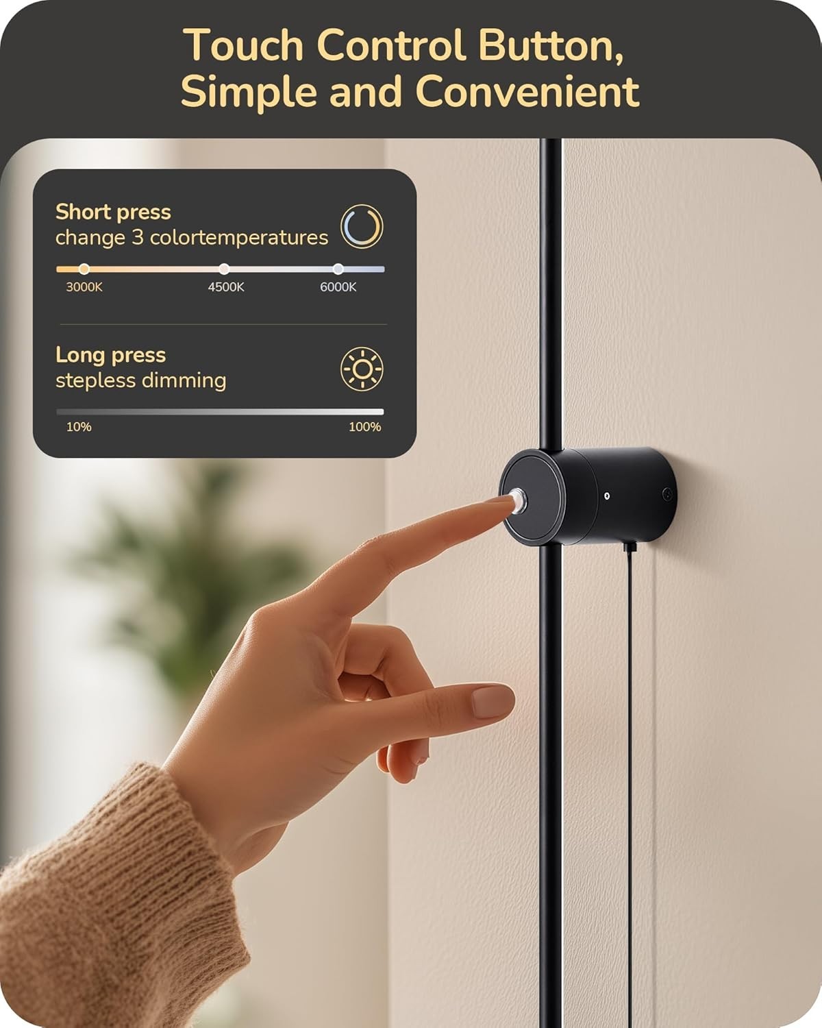 Modern Plug In Wall Sconce Lights Set 2 Remote 350° Rotate LED Dimmable