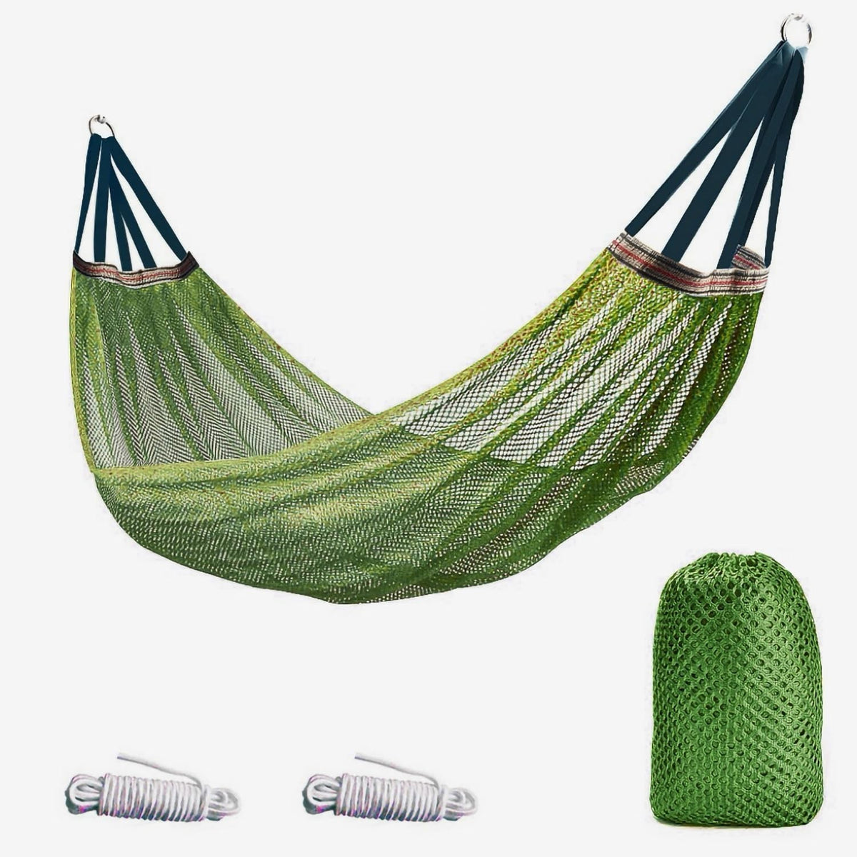 Army Green Outdoor Nylon Hammock – Breathable Mesh Swing Bed 650lb Max Load