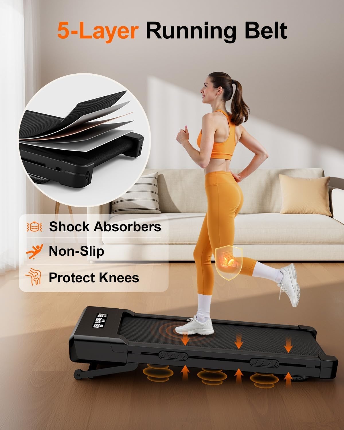 Under Desk Treadmill 3.0HP Walking Pad with Auto Incline & APP Control