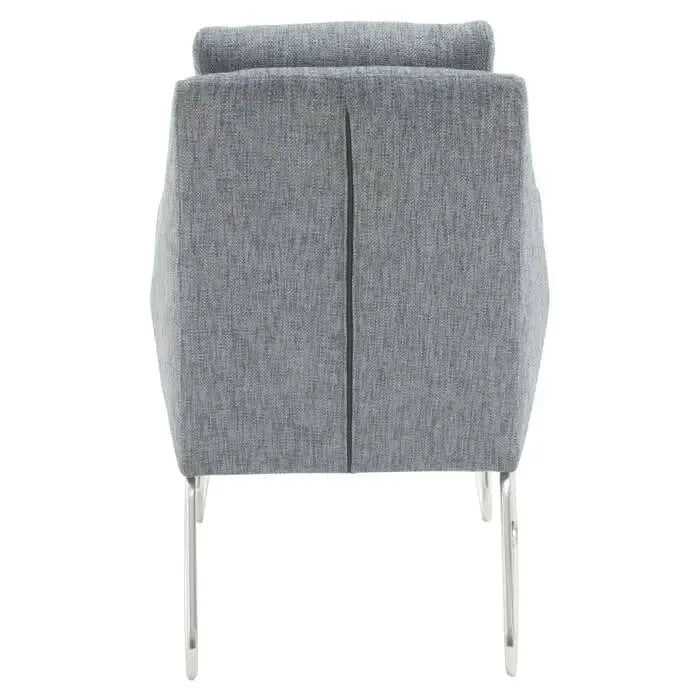 Grey Fabric Lounge Chair with Footstool Modern Metal Frame Armchair