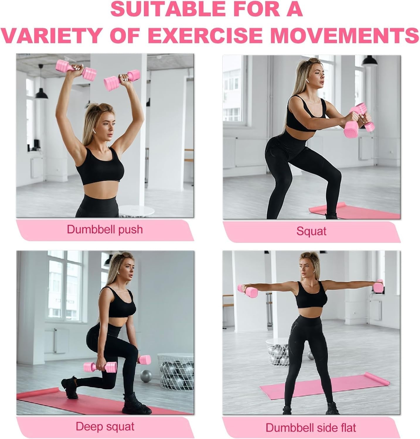 4-in-1 Adjustable Hand Weights Set Non Roll Dumbbells Home Workout