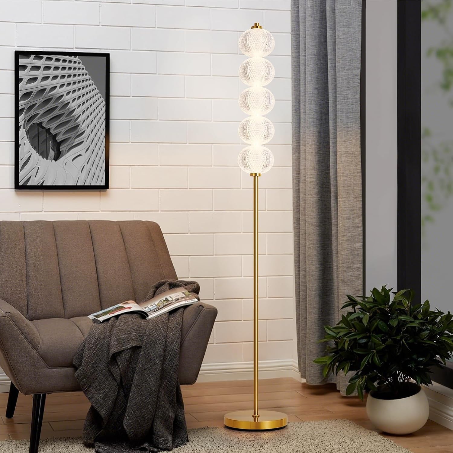 LED Floor Lamp Gold 2400LM Bright Standing Light 3 Colour Temperatures