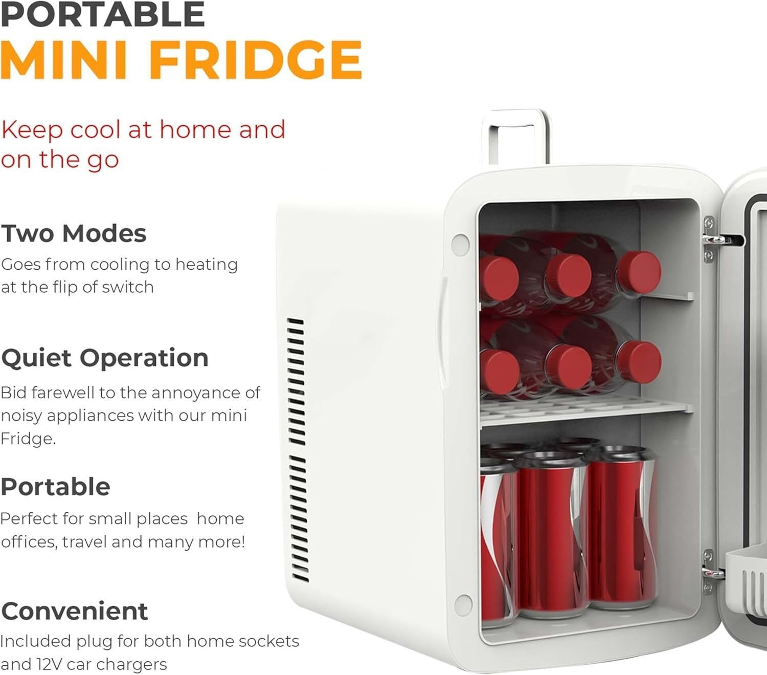 Mini Fridge 15L Cooler & Warmer 12V DC Portable White Compact Tabletop