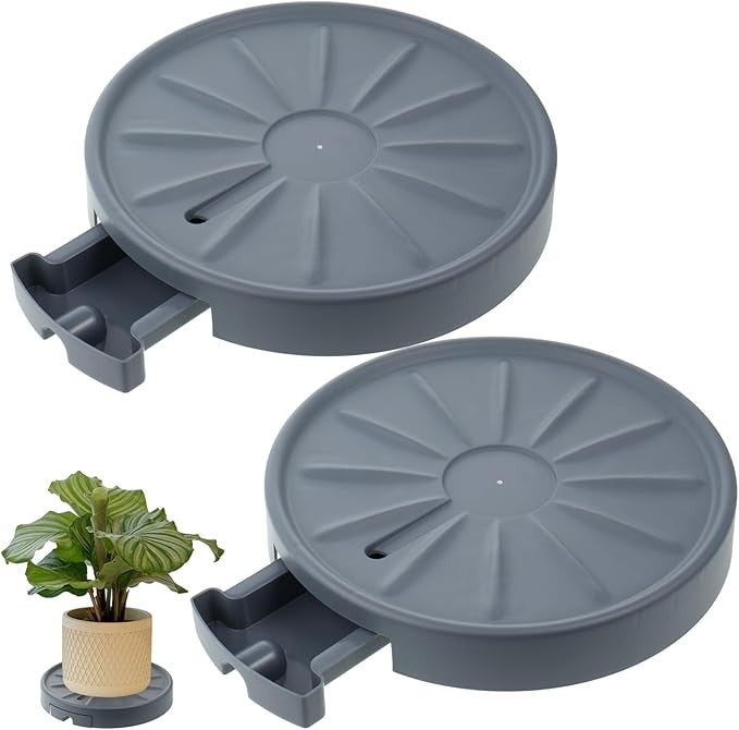 2 Pack 33cm Plant Caddy with Wheels Heavy Duty Rolling Pot Stand Indoor Outdoor
