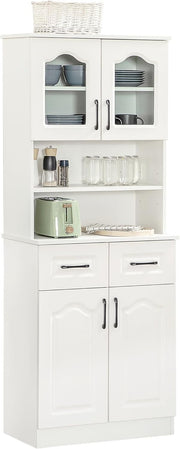 White Tall Kitchen Cupboard 168cm Pantry Storage Cabinet Shelves Unit