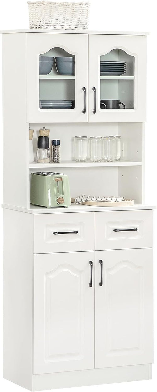 White Tall Kitchen Cupboard 168cm Pantry Storage Cabinet Shelves Unit