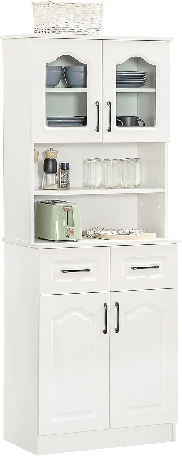White Tall Kitchen Cupboard 168cm Pantry Storage Cabinet Shelves Unit