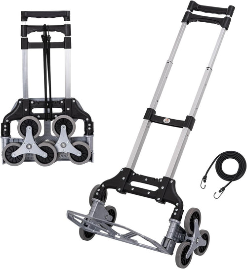 Folding Hand Truck Stair Climbing Trolley Aluminium 70kg Adjustable Wheels