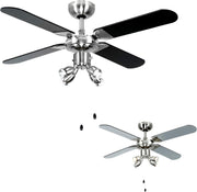 MiniSun 42" Chrome Ceiling Fan with Spotlights, Reversible Black/Silver Blades