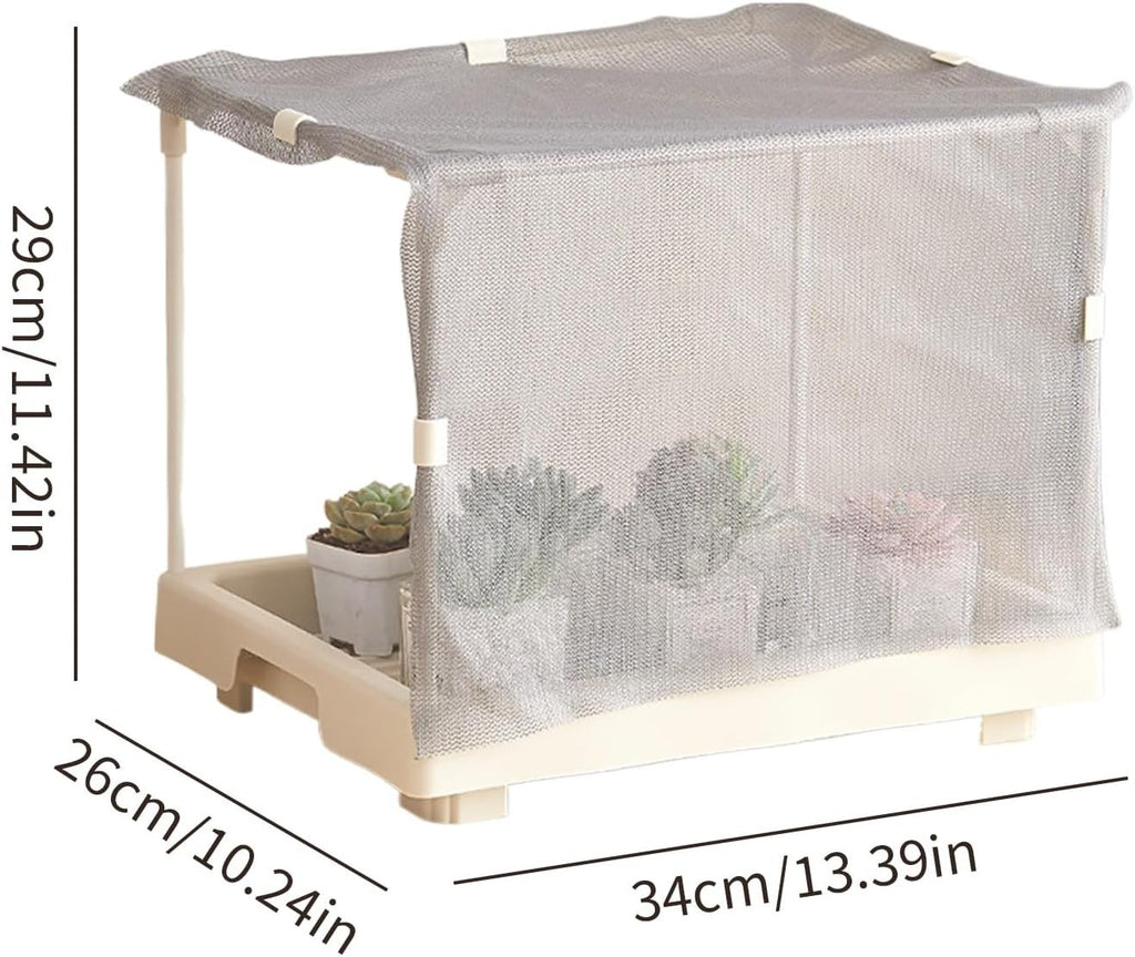 Compact Indoor Mini Greenhouse Raised Plant Shelter Mesh Cover Rack 36x33x7cm