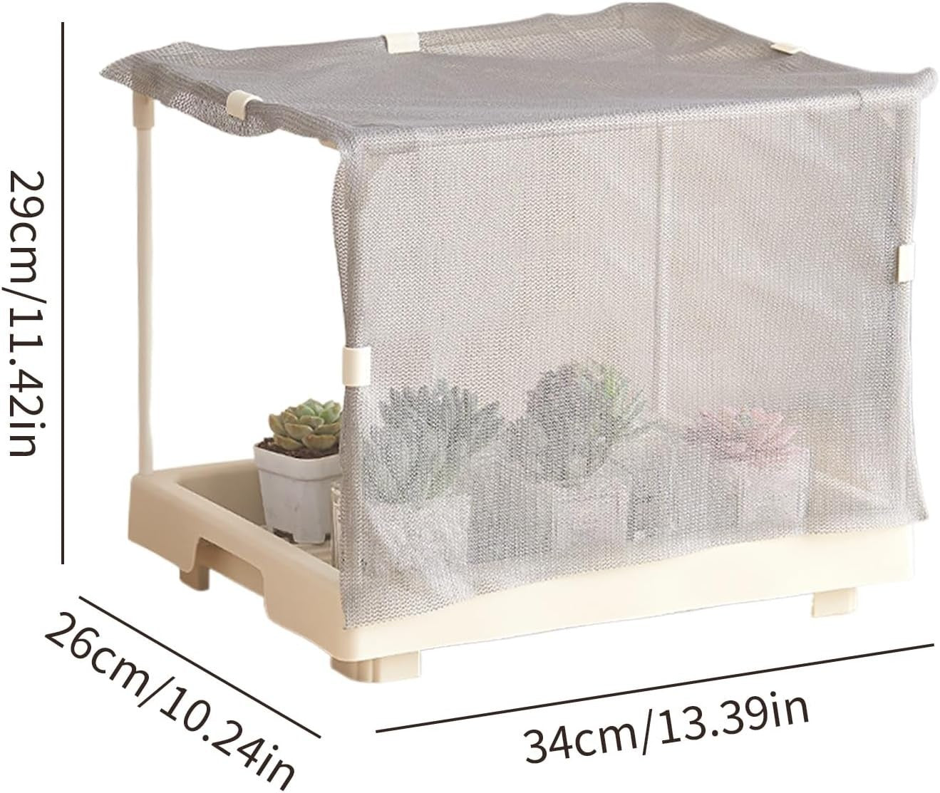 Compact Indoor Mini Greenhouse Raised Plant Shelter Mesh Cover Rack 36x33x7cm