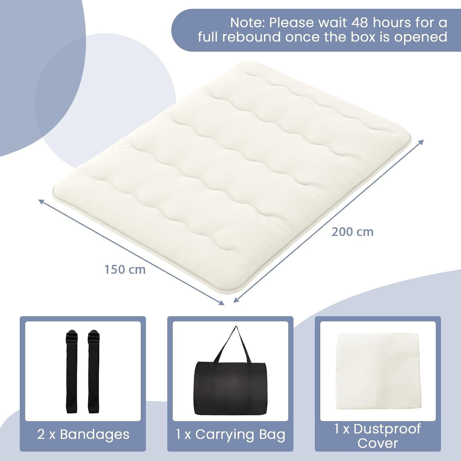 10cm Thick Japanese Floor Mattress White King Size Tatami Futon Sleeping Pad