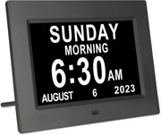 Large Digital Dementia Clock Day Date Time Display Auto Dimming 7 Inch