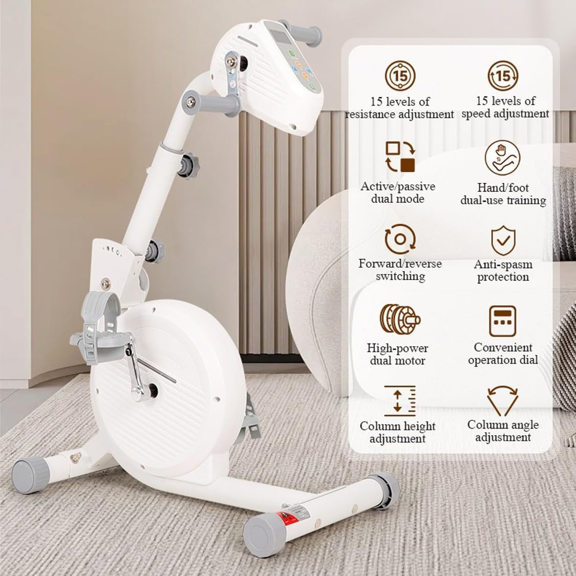 Recumbent Rehab Exercise Bike Motorized Arm Leg Trainer Adjustable Seat Home