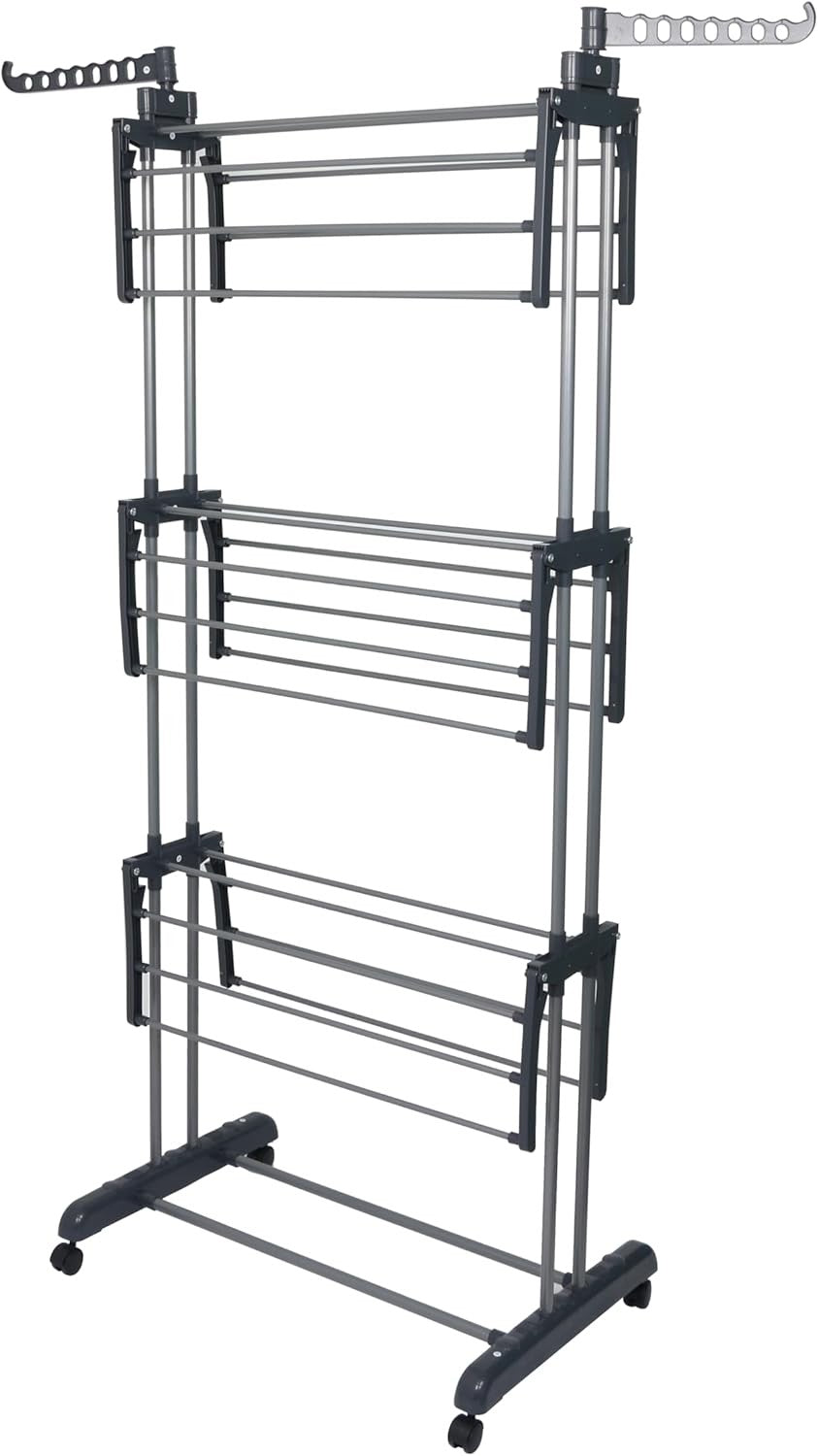 4 Tier Clothes Airer Folding Laundry Drying Rack Stainless Steel Indoor Outdoor