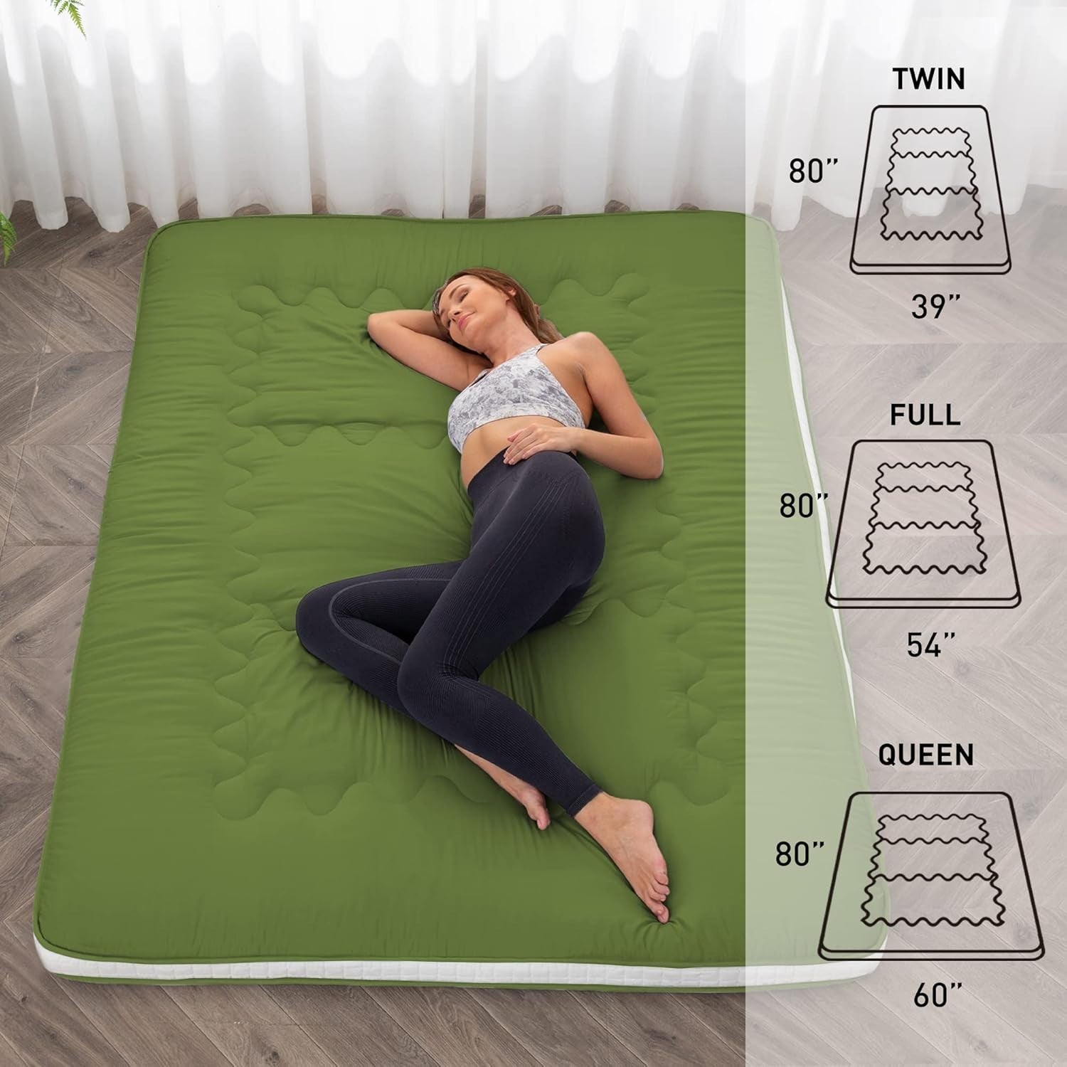 Extra Thick Japanese Floor Futon Mattress Roll Up Twin Bed Mat