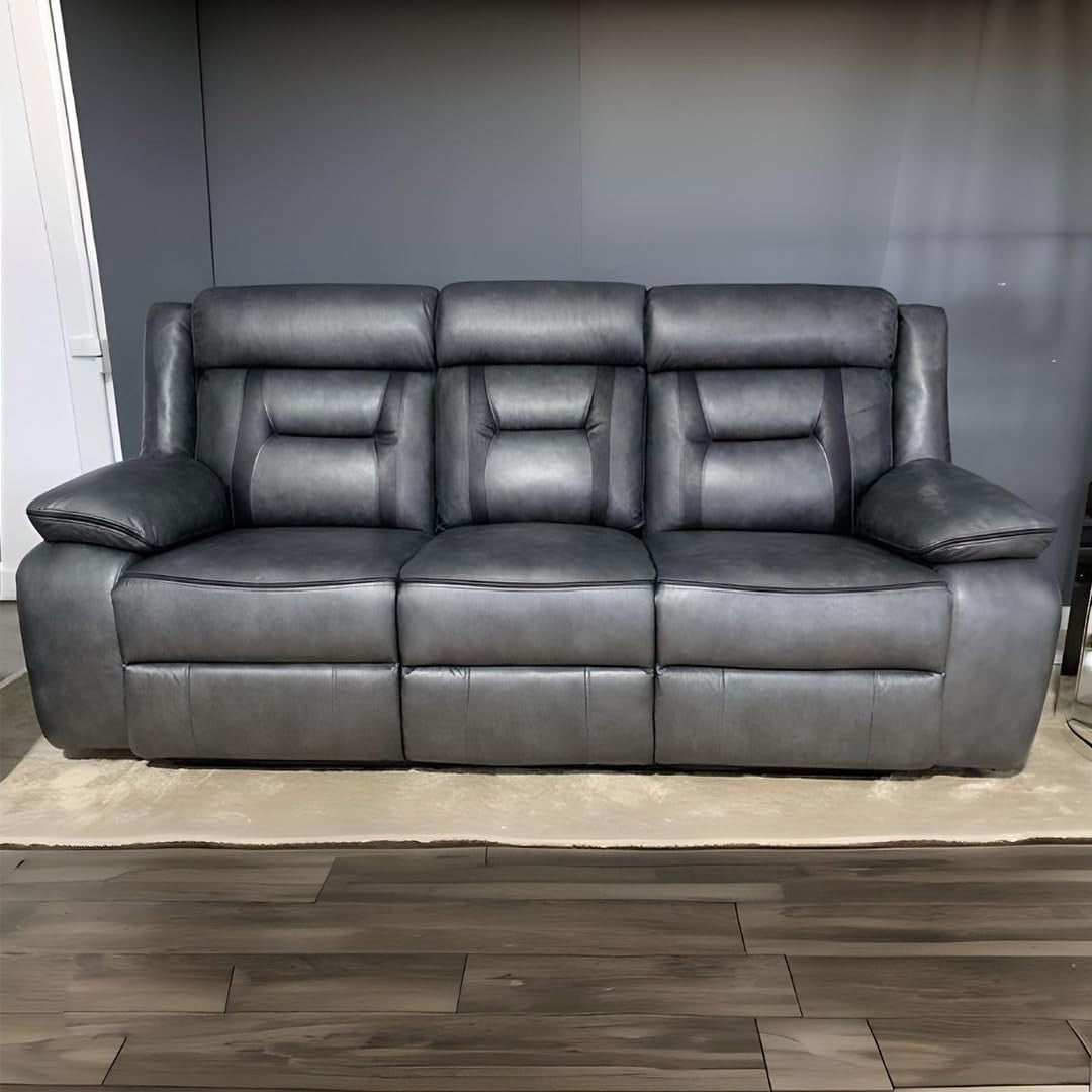 3+2 Electric Recliner Sofa Set Leather USB Charging Grey Living Room Suite