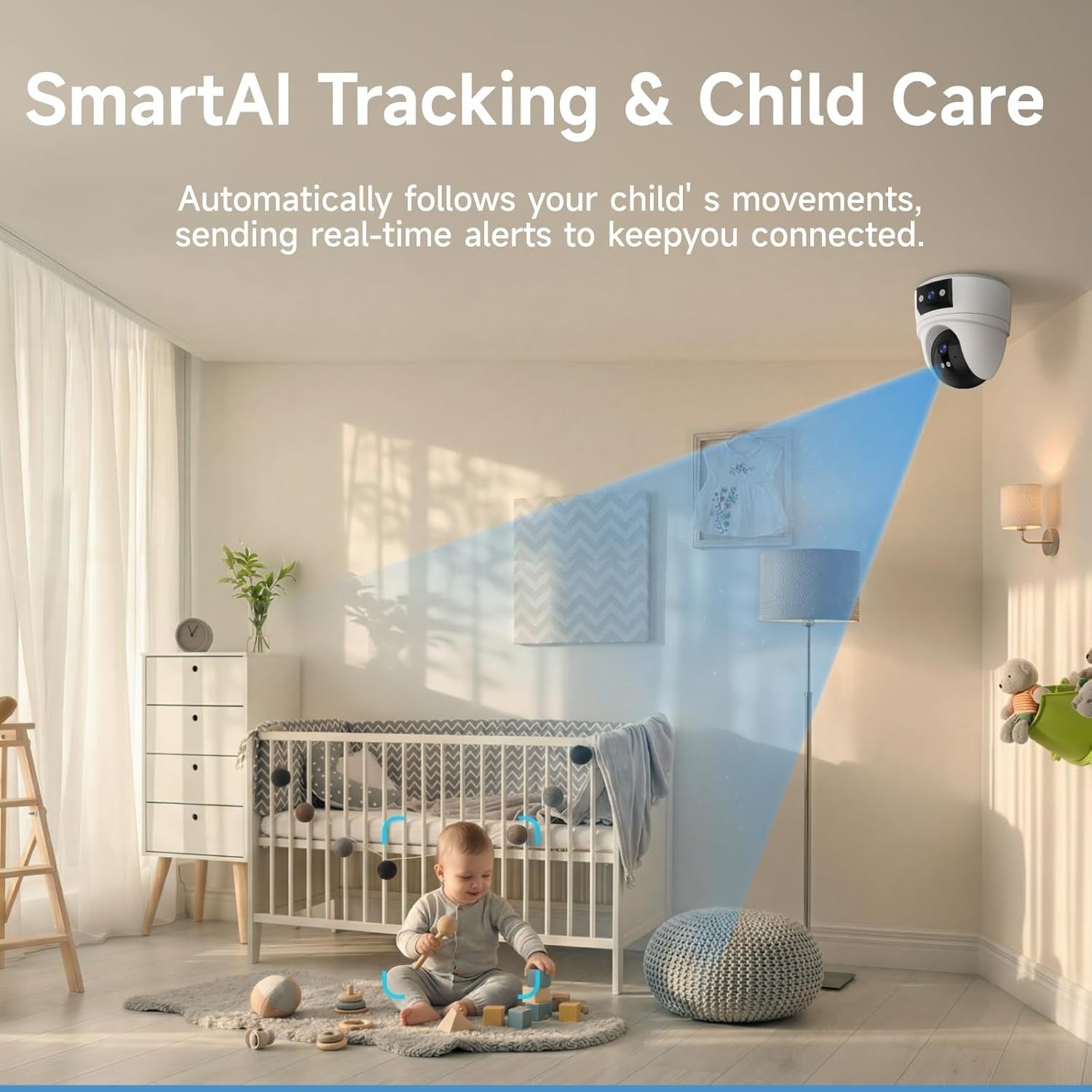 6MP Dual Lens Indoor Security Camera 360° PTZ WiFi AI Tracking