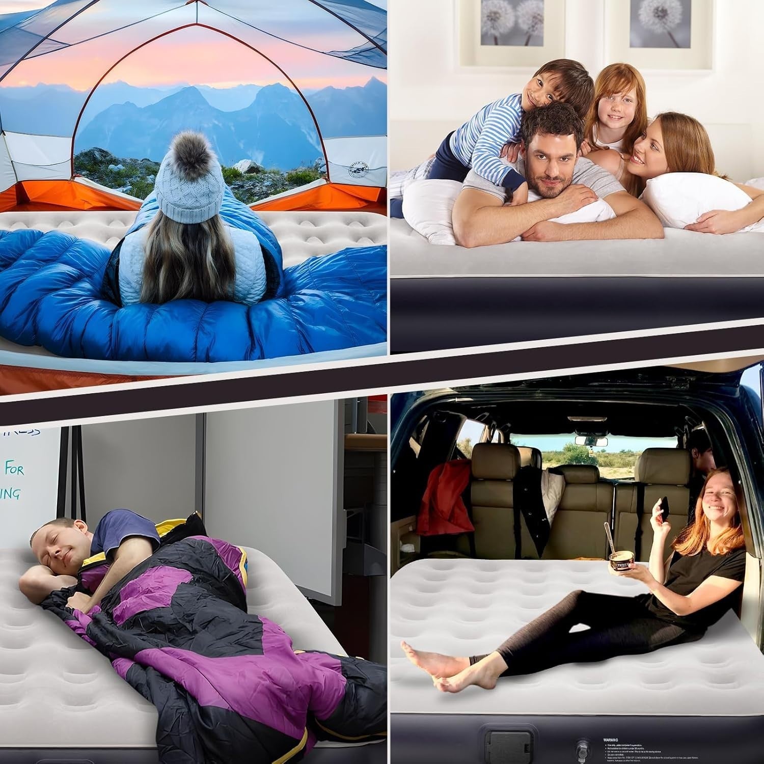 Double Air Bed with Built-in Pump, Quick Inflate & Deflate, 198x152x25cm