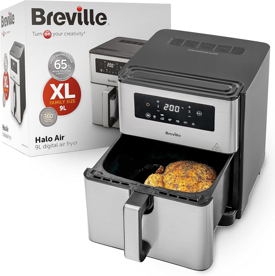 9L Digital Air Fryer Oven XL Capacity 1700W Fast Cooking Fry Bake Roast Grill