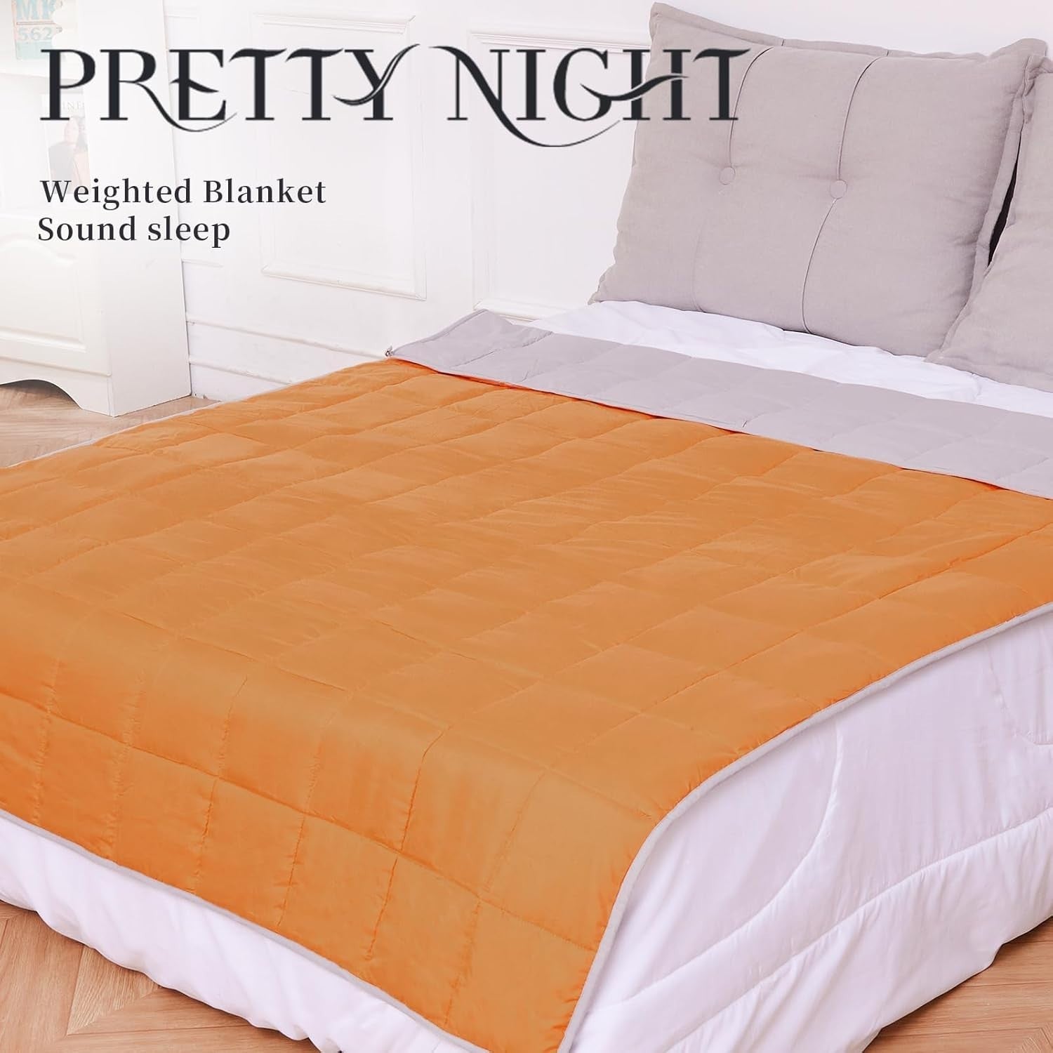 7lbs Weighted Blanket Twin Size 41x60 Orange Grey Cozy Sleep Aid