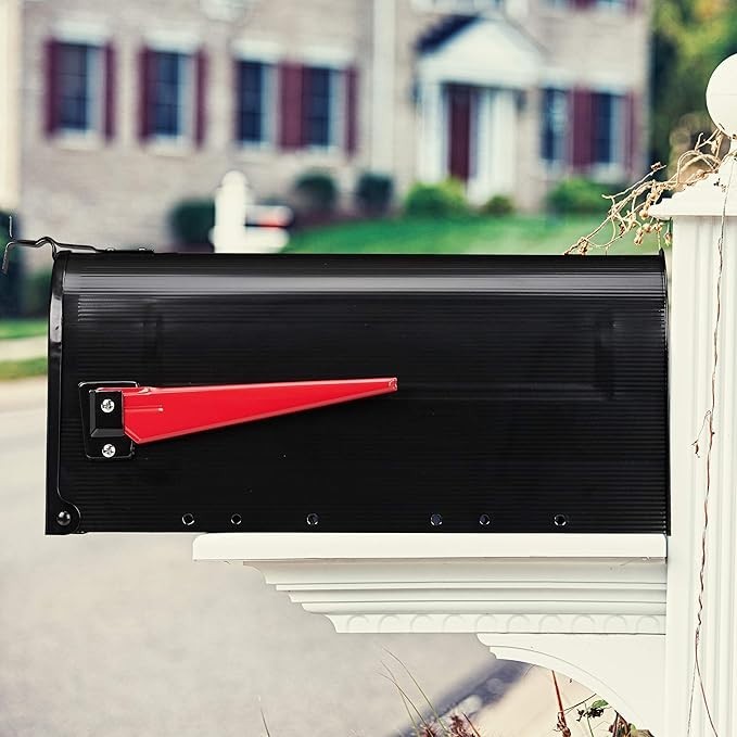 Vintage Wall Mounted US Mailbox Black Steel Lockable Retro Post Box