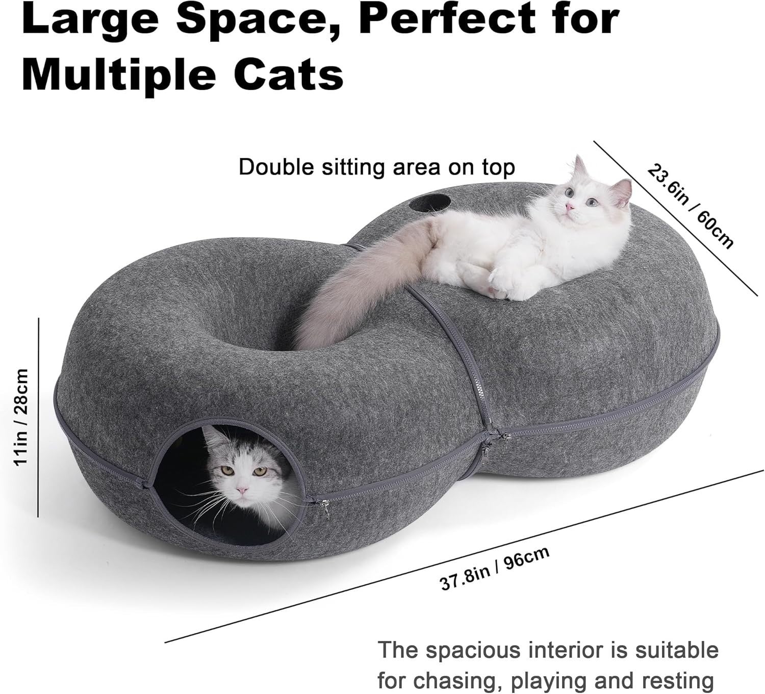 8 Shape Cat Tunnel Bed Large Peekaboo Donut Cave w 12 Toy Balls