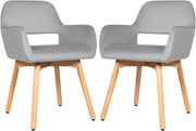 Velvet Dining Chairs Set of 2 Grey Upholstered Tub Armchairs